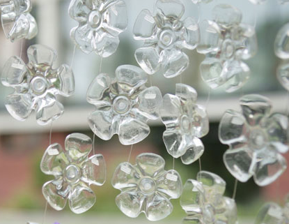 Flowers made from plastic water bottles